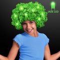 Light Up Green Afro Wig w/Flashing Jade LEDs